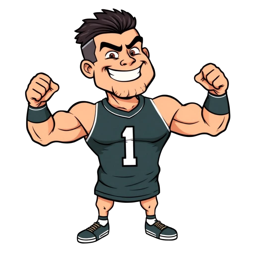 Memelord mascot flexing